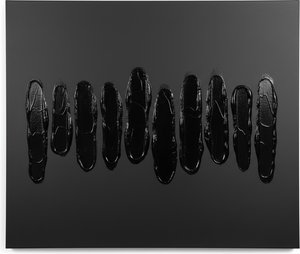 Rhythmic Monoliths In Shadow: A Singular Study Of Sculptural Black Impasto — David Moreau, Contemporary Abstraction