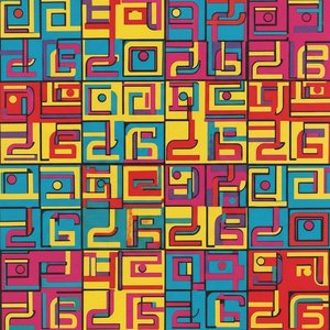 Chromatic Labyrinth: A Singular Symphony Of Interlocking Geometric Glyphs And Vibrant Prismatic Order — Clément Hardy, Pop Art