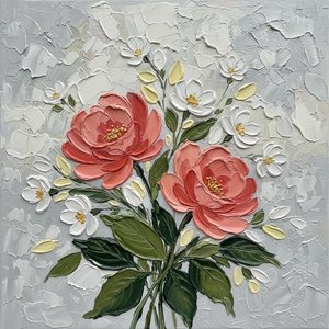 Ephemeral Coral Bloom In Sculptural Impasto: A Meditative One Of One Masterpiece — Christian Noiret, Contemporary Abstract