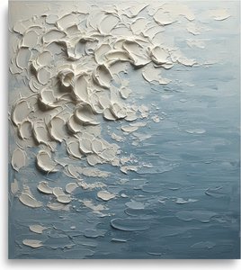 Ethereal Surge In Slate And White: A Sculptural Study Of Fluid Motion — David Moreau, Plaster & Texture Art