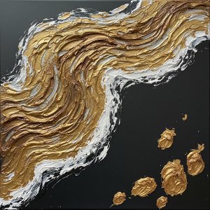 Gilded Surge In Charcoal Void: A Monumental Study Of Sculptural Fluidity And Motion — David Moreau
