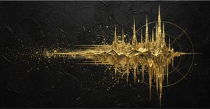 Golden Kinetic Fracture: A Monumental Explosion Of Gilded Light Against Obsidian Void — David Moreau, Contemporary Abstract
