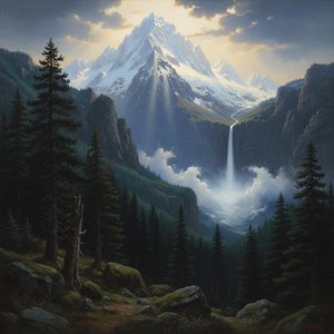 Ethereal Descent: The Radiant Summit — Marc Duvallier, Hudson River School