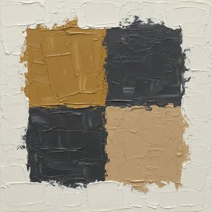 Monolithic Quadrants In Ochre And Slate: A Meditative Study Of Textured Earth — David Moreau