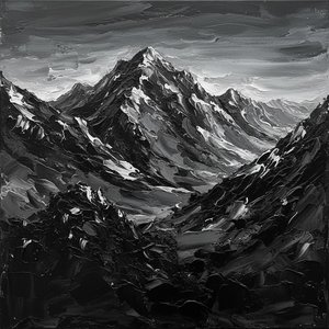 Monolithic Silence: The Sculpted Interplay Of Obsidian Crags And Silver Light — David Moreau, Plaster & Texture Art