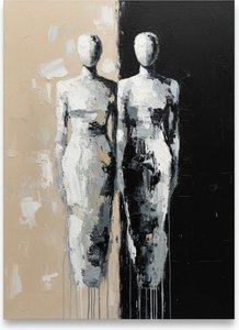 Dualistic Shadows In Monochromatic Relief: A Monumental Study Of Silent Melancholy — Laurent Fabre, Neo-abstract Art (modern Abstract Compositions)