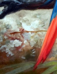 Impressionistic Tropical Macaws On Branch