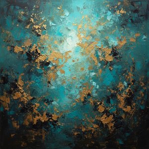 Celestial Radiance In Teal And Gold: A Singular Fragment Of Ethereal Light — Christian Noiret