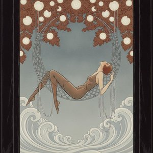 Reclining Figure Within A Gilded Web Of Autumnal Leaves And Waves — Valentin Laurent De Courcey