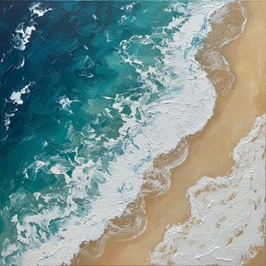 Ephemeral Tides Of Teal And Sand In A Sculptural Impasto Masterpiece — David Moreau, Plaster & Texture