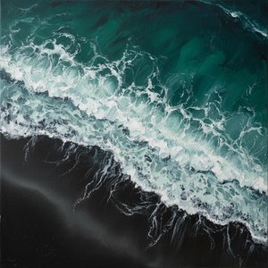 Ephemeral Surge Of Emerald Tides Amidst The Infinite Obsidian Void — Christian Noiret