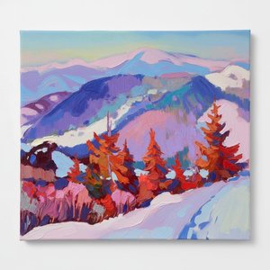 Ethereal Alpine Twilight: A Monumental Impasto Study Of Fiery Pines And Indigo Peaks — Adrien Cordier, Thiebaud Food Pop