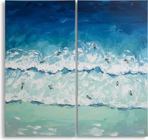 Eternal Surge: A Monumental Diptych Of Fragmented Tides And Solitary Silhouettes — David Moreau
