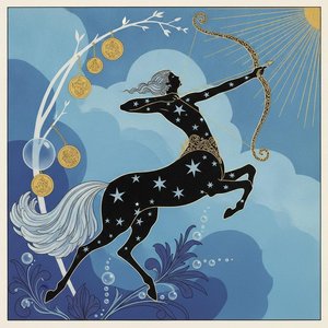 Golden Sunburst Over A Celestial Centaur Silhouette — Valentin Laurent De Courcey