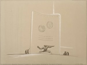 Presentation Drawing For The Spirit Of Detroit — Marshall Maynard Fredericks