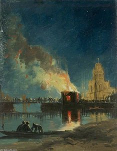Bristol Riots - The Burning Of The Toll Houses, Prince Street Bridge — James Baker Pyne