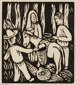 (mexicans With Donkey Going To Market) — Feliciano Peña