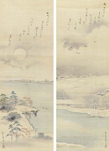 Matsuchiyama In Autumn; Mimeguri Shrine In Winter — Chobunsai Eishi