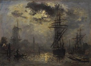Les Moulins De Rotterdam (titre Attribué) — Johan Barthold Jongkind