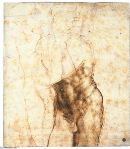 Studies For The Risen Christ (recto) — Michelangelo Buonarroti, High Renaissance