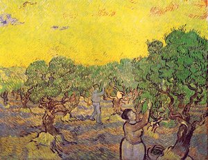 Olive Grove With Picking Figures — Vincent Willem Van Gogh, Post-impressionism