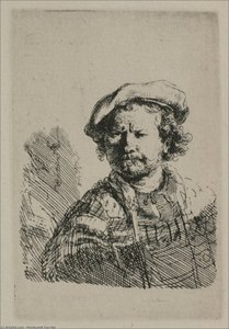 Rembrandt With A Flat Cap And Slashed Vest — Rembrandt Van Rijn