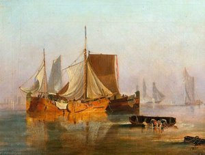 Dutch Boats In The Calm — Edward William Cooke