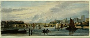 A View Of Westminster Bridge Looking West Towards Lambeth Palace And Westminister Abbey — David Cox