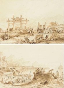 China - Lake See-hoo, And Temple Of The Thundering Winds From The Vale Of Tombs — Thomas Allom