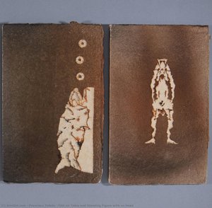 Fish On Table And Standing Figure With No Head — Francisco Toledo