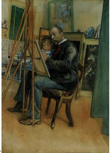 Mirror-image With Brita — Carl Larsson