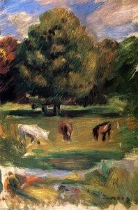 Landscape With Horses — Pierre-auguste Renoir