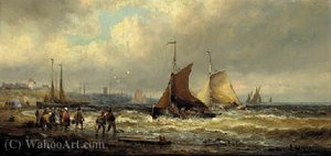 Dutch fishing craft returning with the catch