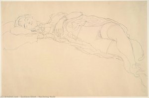 Reclining Nude — Gustav Klimt, Art Nouveau