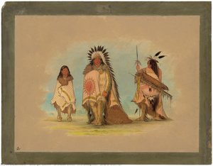 A Sioux Chief, His Daughter, And A Warrior — George Catlin, Historical Illustration
