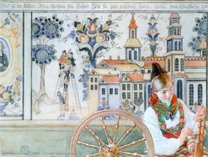 Girl With Spinning Wheel — Carl Larsson