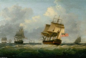 Seascape With Man O' War — Dominic Serres