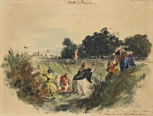 Flowerpicking Women — Adolph Von Menzel