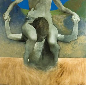 Figure Being Carried In A Landscape — Neil Dallas Brown