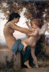Young Girl Defending Herself Against Eros — William-adolphe Bouguereau