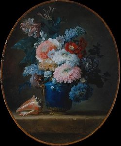 Vase of Flowers and Conch Shell