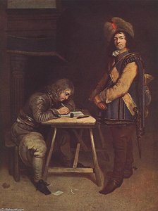 Officer Writing A Letter — Gerard Ter Borch, Dutch Golden Age