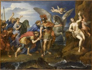 Le roi Céphée et la reine Cassiopée remerciant Persée d'avoir délivré leur fille Andromède dit aussi La délivrance d'Andromède Persée délivrant Andromède (autre titre)