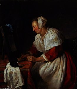 A Woman At Her Mirror — Gabriel Metsu