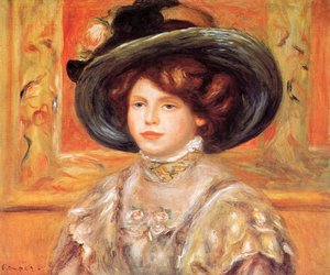 Young Woman In A Blue Hat — Pierre-auguste Renoir, Impressionism