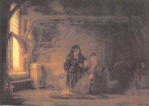 Tobit And Anna With The Kid — Rembrandt Van Rijn, Baroque