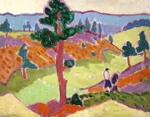 Landscape With Figures And A Gothic Monument — Jessica Dismorr