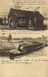 Workman Beside A Mound Of Peat, And A Peat Boat With Two Figures — Vincent Willem Van Gogh, Post-impressionism