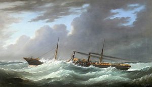 The Sail Paddle Steamer 'prince Patrick' On Passage — Joseph Semple