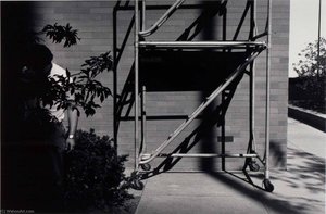 Untitled (scaffolding, Figure At Left In Shadows) — Burk Uzzle